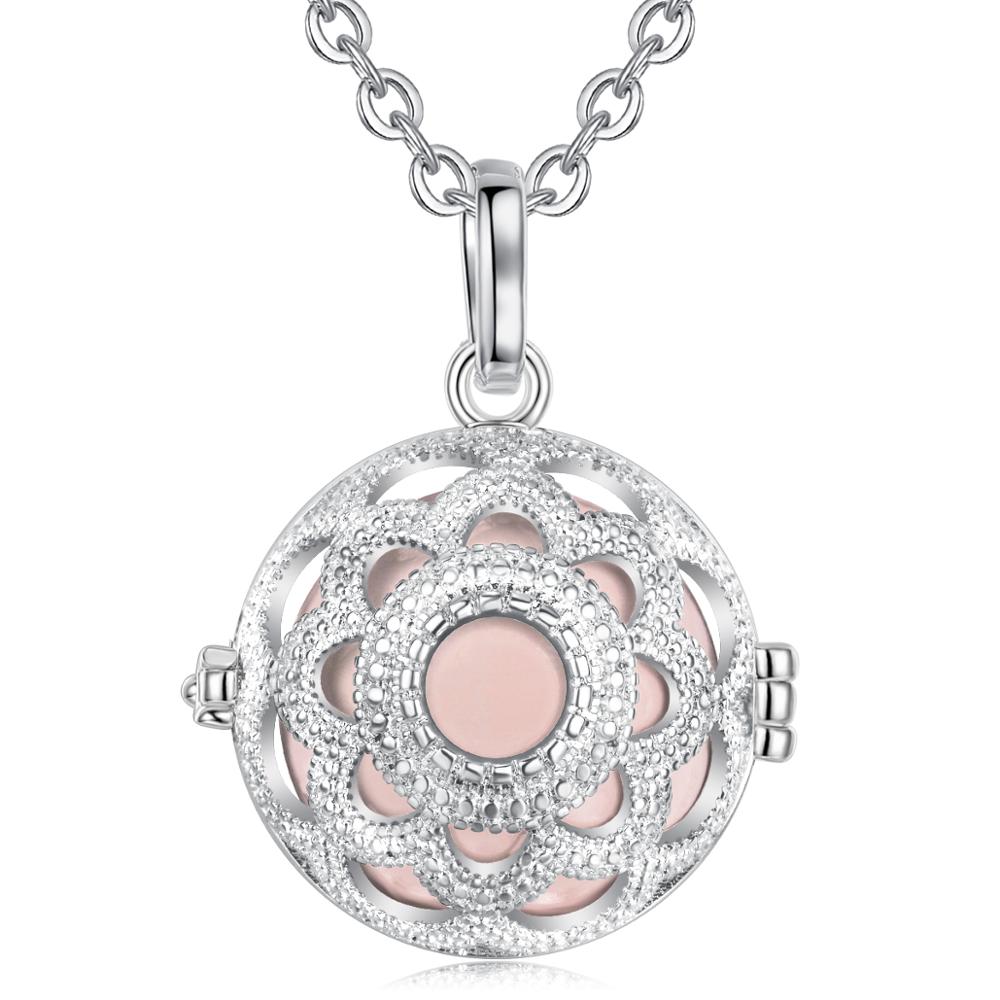 Eudora 20mm Lotus Flower Cage Harmony Ball Chime Bell Pendant Angel Caller Bola Necklace for Baby Pregnancy Jewelry K375: A27