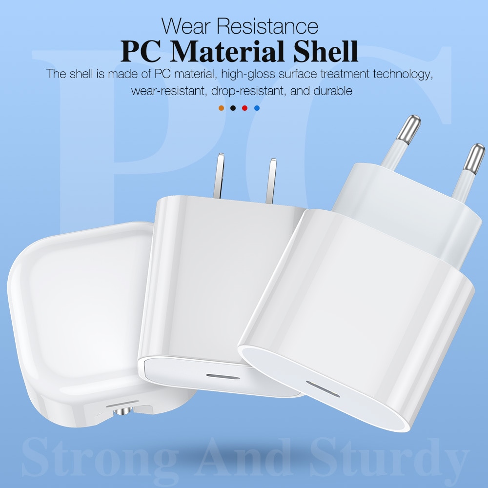 PD 20W USB-C Power Adapter Charger US EU UK Plug Quick Charge 4.0 3.0 Fast Charger For iPhone 12 Mini 11 Pro Max Xs X XR Xiaomi