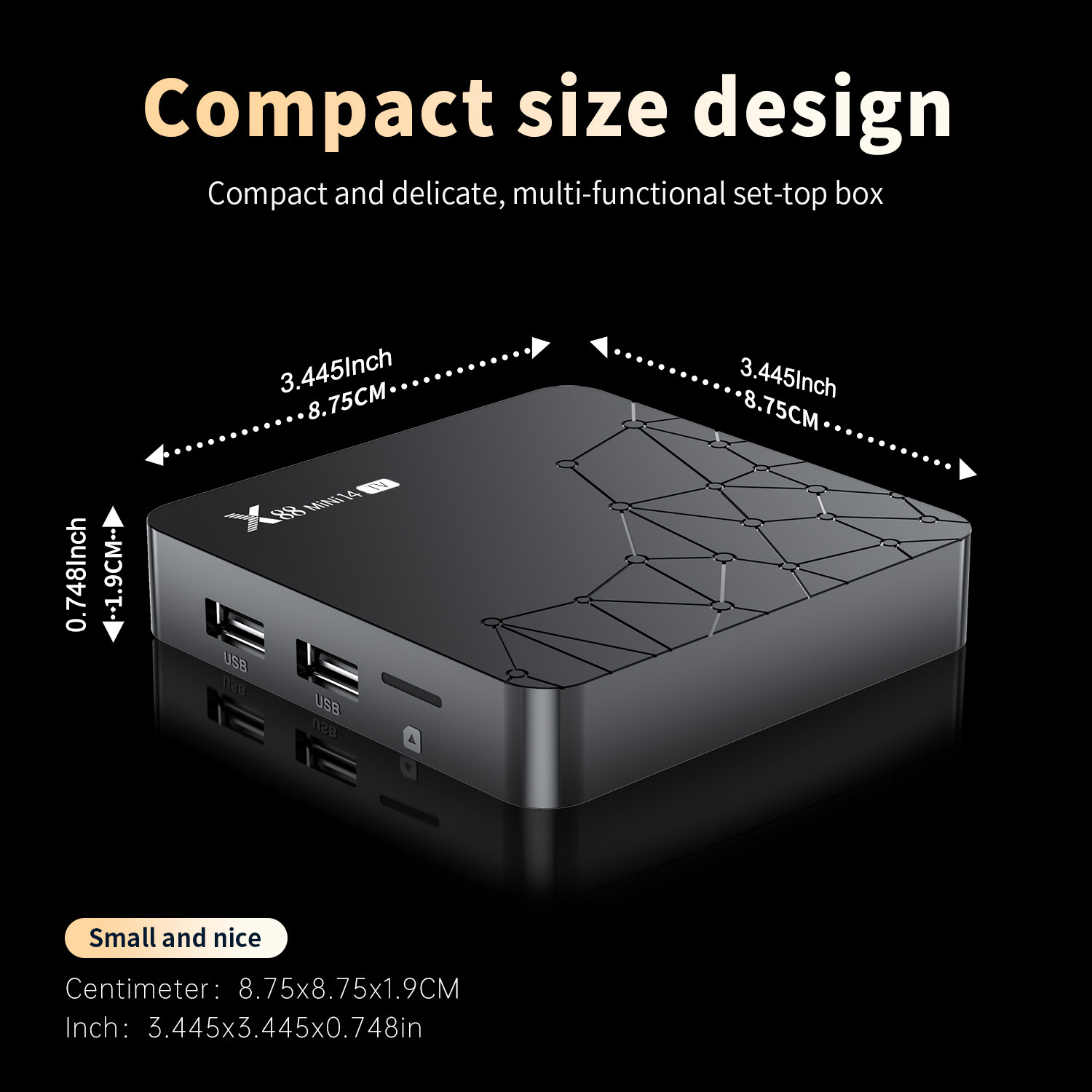 X88 Mini 14 TV-Box mit Android 14.0 OS RK3518 4K 2,4G/5,0GHz Dual WiFi 10/100M Ethernet BT 5.0 Sprachassistent Media Player