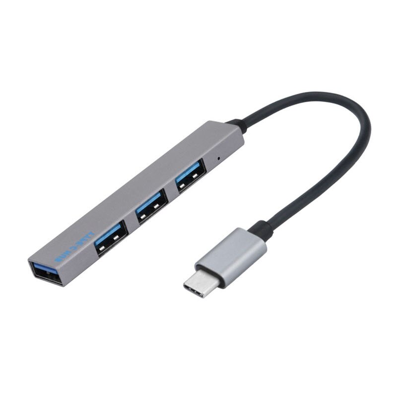 Type-C Tot 4 Usb Hub Expander Ultradunne Mini Draagbare 4-Port Usb 3.0 Hub Usb power Interface Voor Mac-Book Laptop Tablet Computer