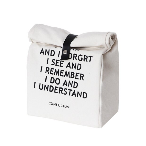 Lancheira térmica feminina, bolsa de lona portátil funcional com listras para alimentos, para crianças, piqueniques: 3