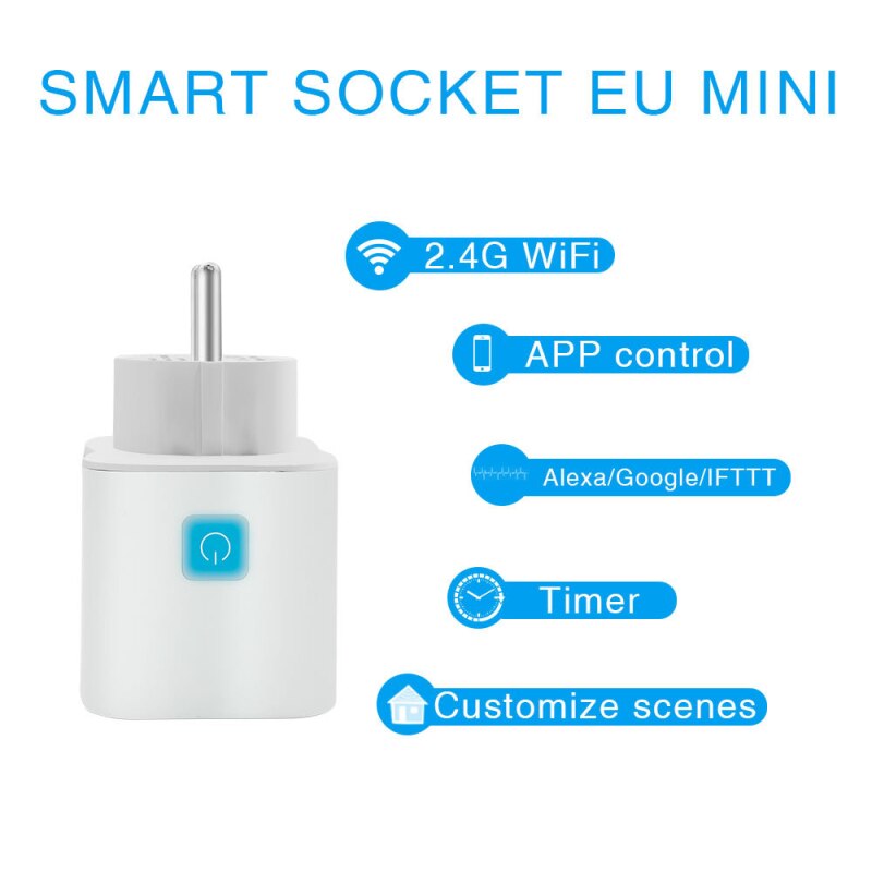 WiFi Smart Plug 10A EU UK US Adapter Wireless Remote Control Power Monitor Timer Socket For Google Home Alexa Home Accessories