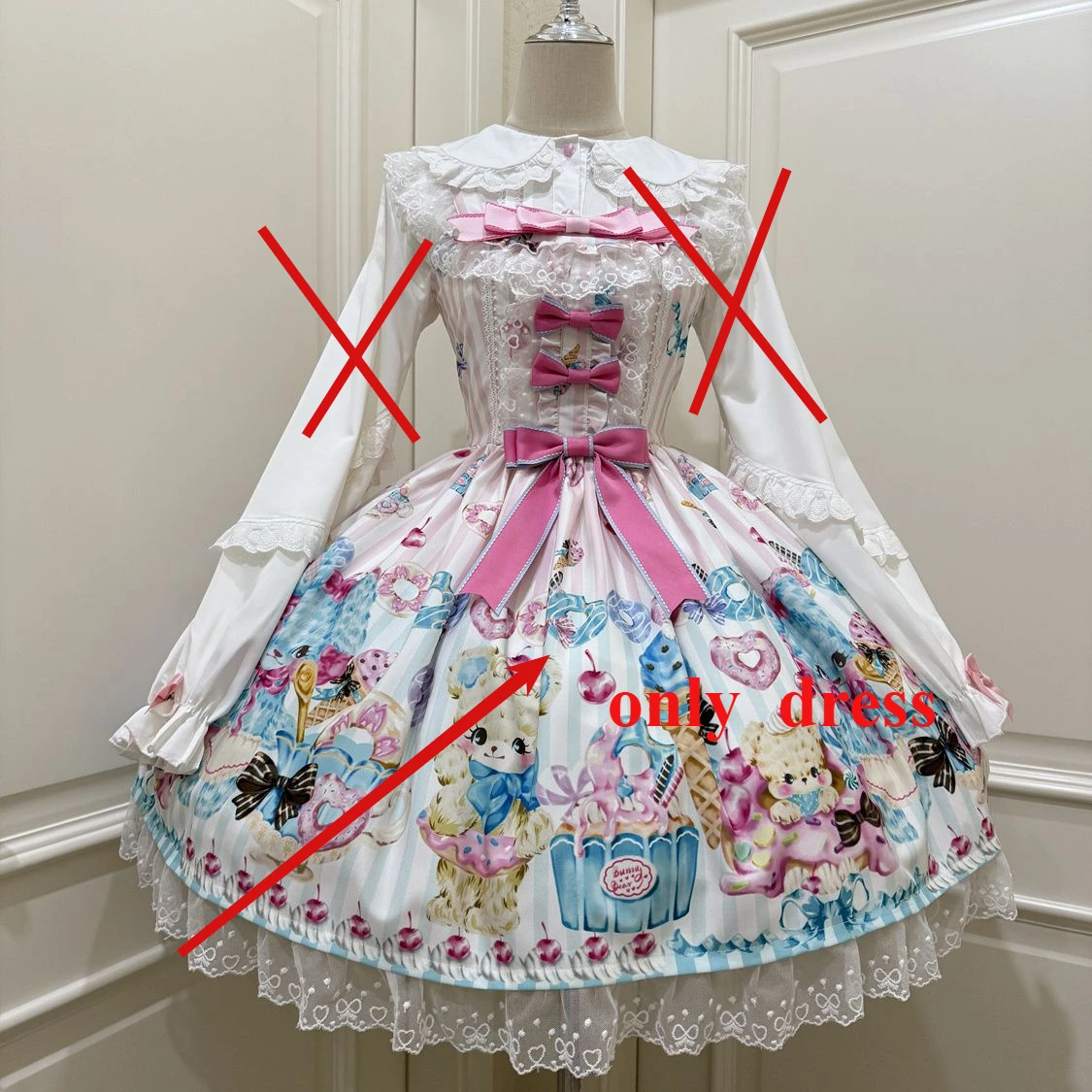Original Japanese Lolita Suspender Dress Jsk Summer Female Sweet Cute Bow Bear Print Princess Tea Party Dress Loli Lo Dress: L / black
