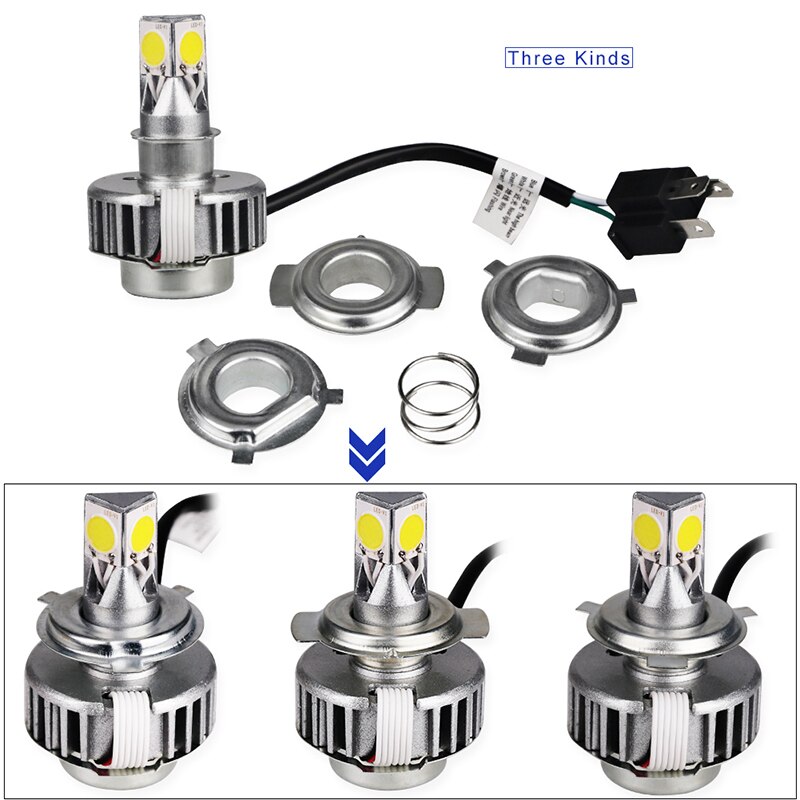 Bombilla Led H6 H4 para faro de motocicleta, luz de 12V, Ba20d, 12/18W