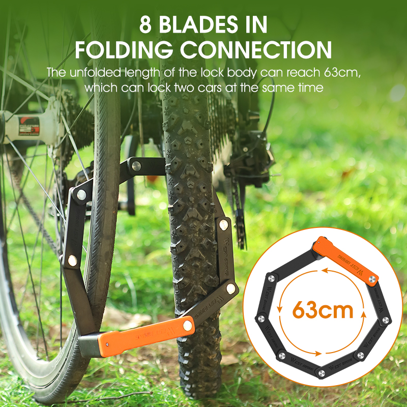 WEST BIKING Lucchetto pieghevole per bicicletta Sicurezza antifurto Lucchetto per ciclismo MTB Accessori per bici da strada Scooter Lucchetto pieghevole per bici elettrica