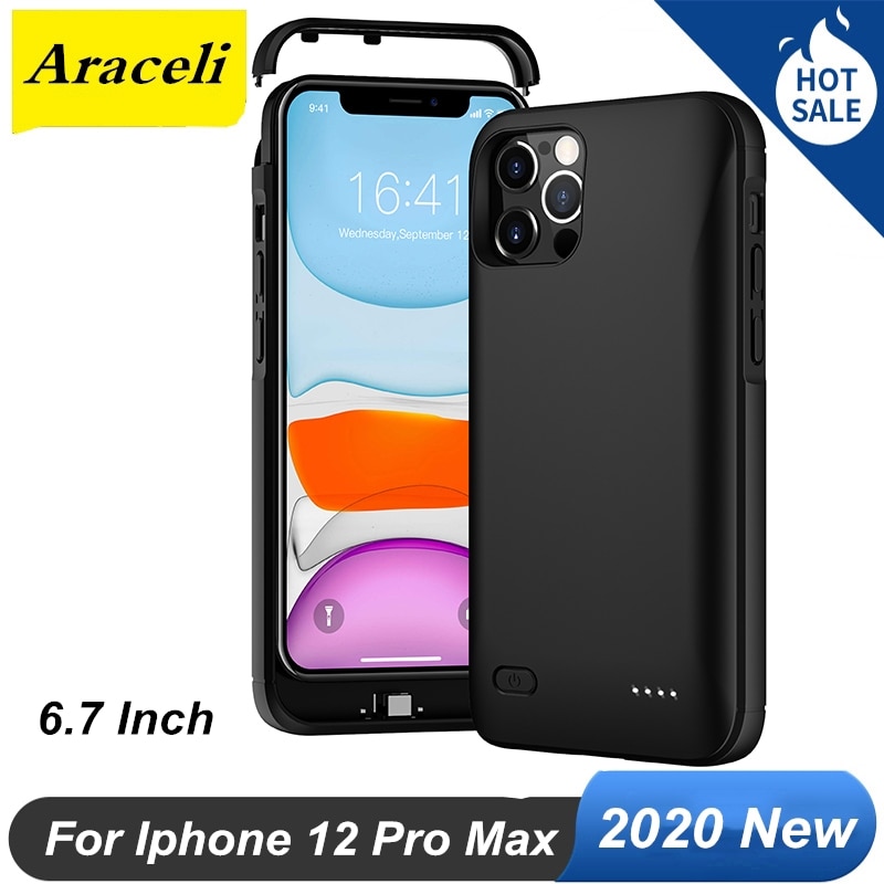Araceli 5000 Mah For iphone 12 Pro Max Battery Case For iphone 12 Pro Max Battery Case 6.7 Inch Charger Cover Power Bank