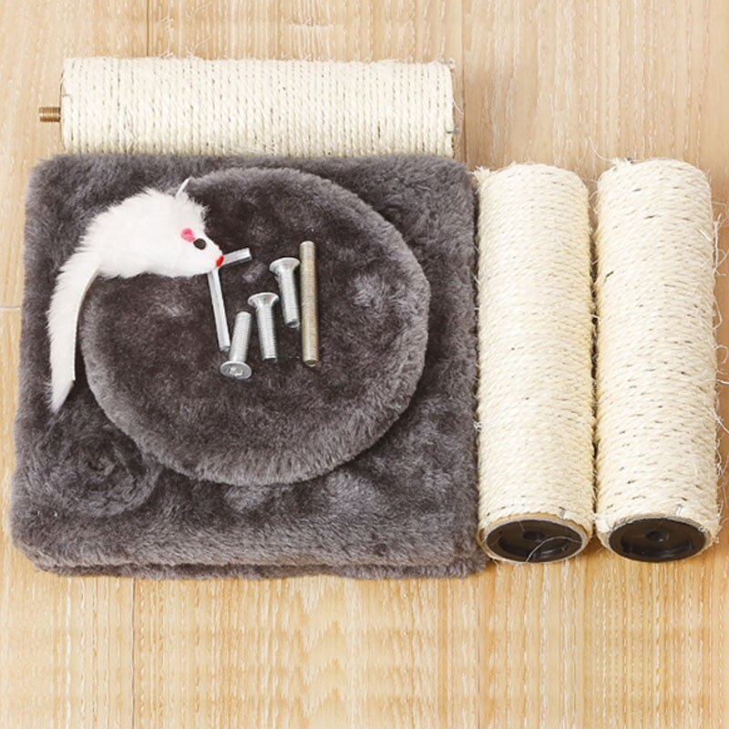 Cat Climbing Tree Toy Funny Plush Scratching Post Three-column Three-layer Plate Grinding Claws Furniture Cat Jumping Platform