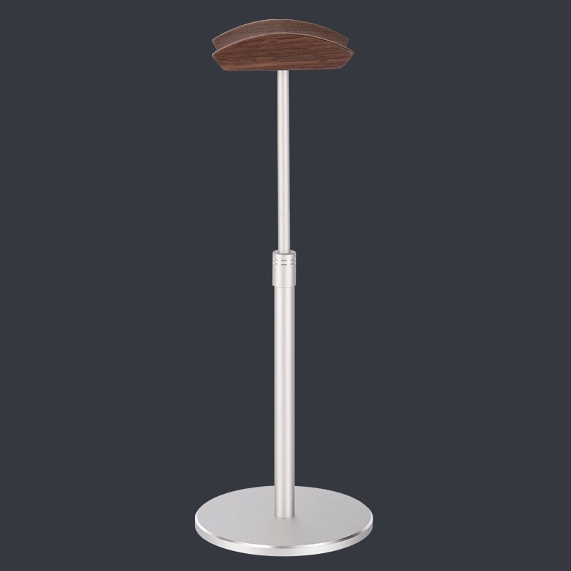 JINSERTA Aluminum Alloy Headphone Holder Up and Down Adjustable Headset Stand Bracket Display Shelf Wooden Desktop Hanger: Silver-walnut