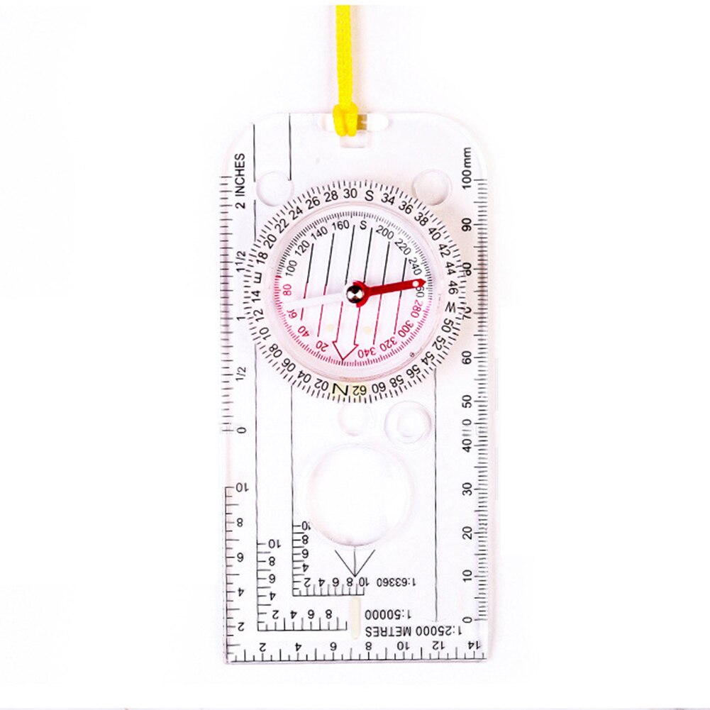 Guide Portable Handheld Compass Car Camping Hiking Pointing Guide Transparent Luminous Scale Compass Map Ruler
