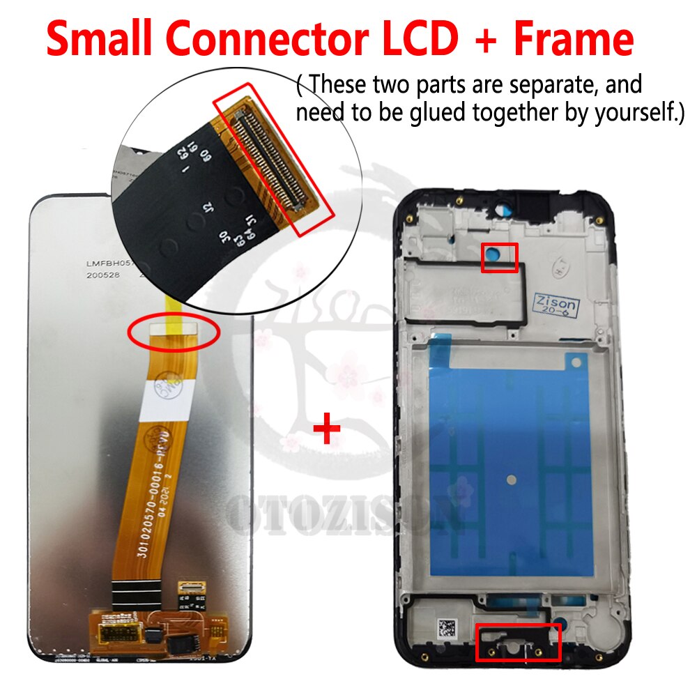 Pantalla LCD de 5,7 pulgadas con marco para SAMSUNG Galaxy A01 , montaje de digitalizador con Sensor táctil, SM-A015F/DS, A015G, A015M: AddFrame Small cable