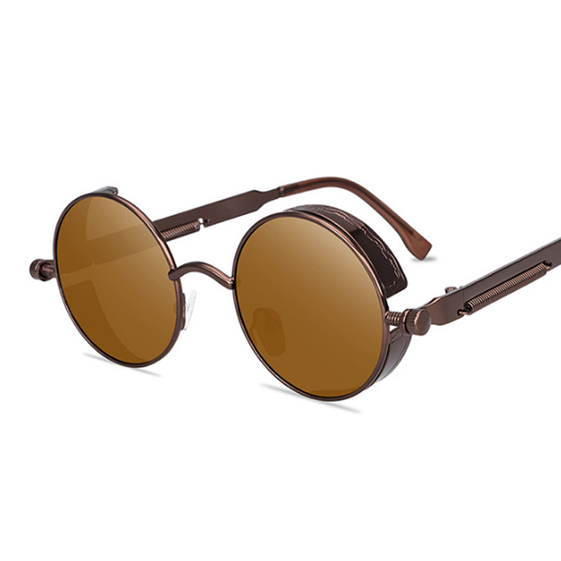 Gafas De Sol redondas para hombre y mujer, lentes góticas Steampunk, De De , Vintage, a la , De Metal: Gris