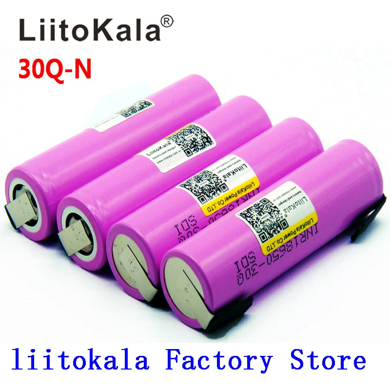 Litokala Originele 18650 Batterij INR18650 30Q 20A 3000mah Ontlading Li-Ion Oplaadbare 18650 Batterij