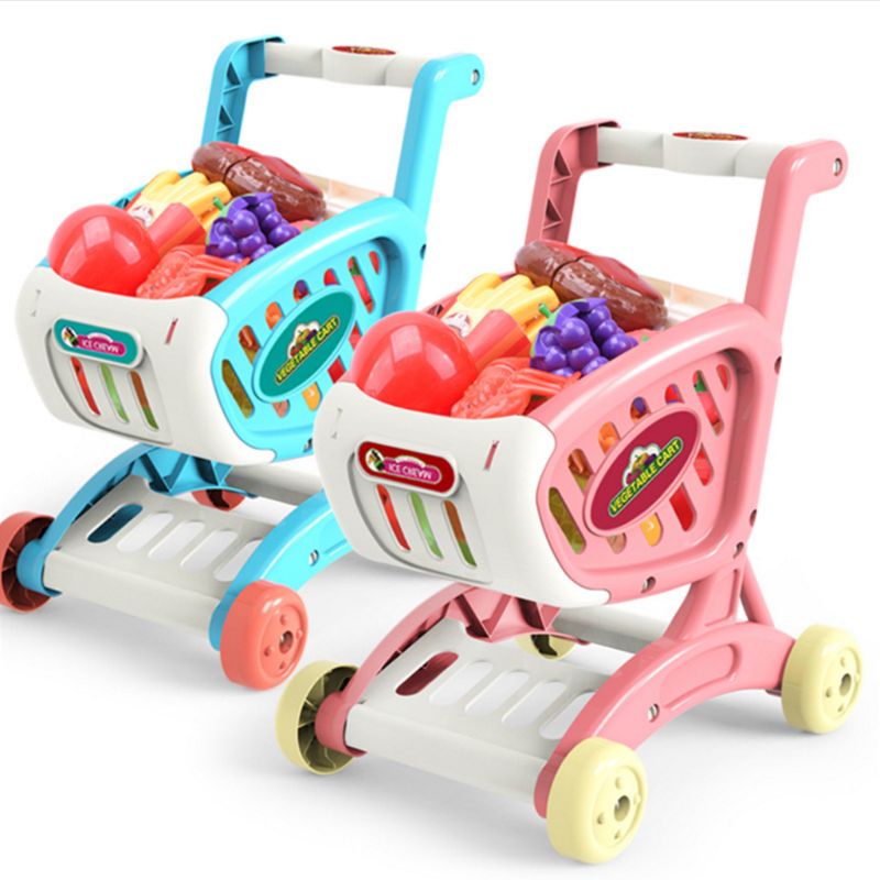 Mini-winkelwagenset voor kinderen, speelgoed, snijbare fruitgroenten voor jongens en meisjes
