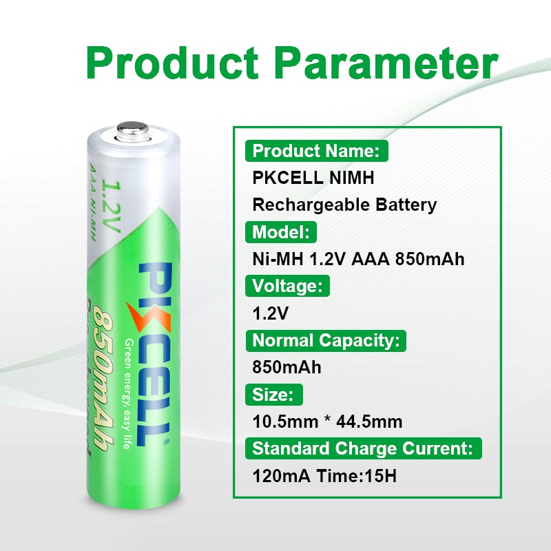 Baterias recarregáveis do aaa da bateria da baixa descarga do auto da bateria nimh 3a para brinquedos da lanterna 4 pces pkcell 1.2v 850mah aaa ni-mh