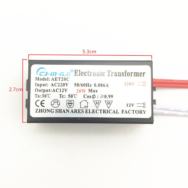 20w led elektronisk transformer led driver strømforsyning  ac220v til  ac12v til 12v mr11 mr16 g4 led pærer eller halogen lampe perler