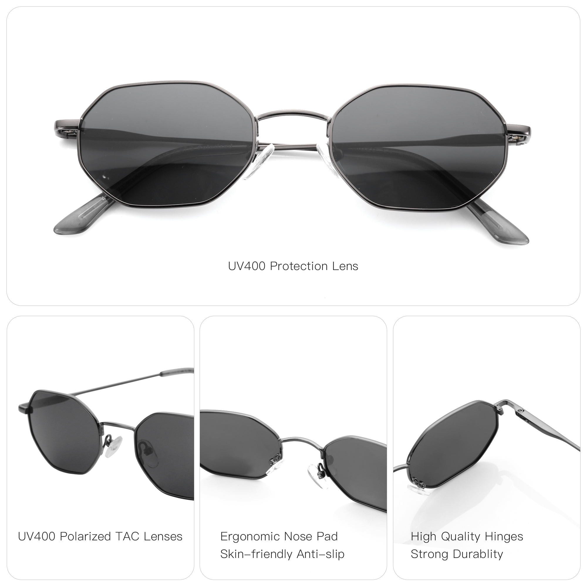 ZENOTTIC Retro Small Polygon Polarized Sunglasses Women Metal UV400 Sun Glasses Men Anti-Glare UV400 Goggles Driving Eyewear