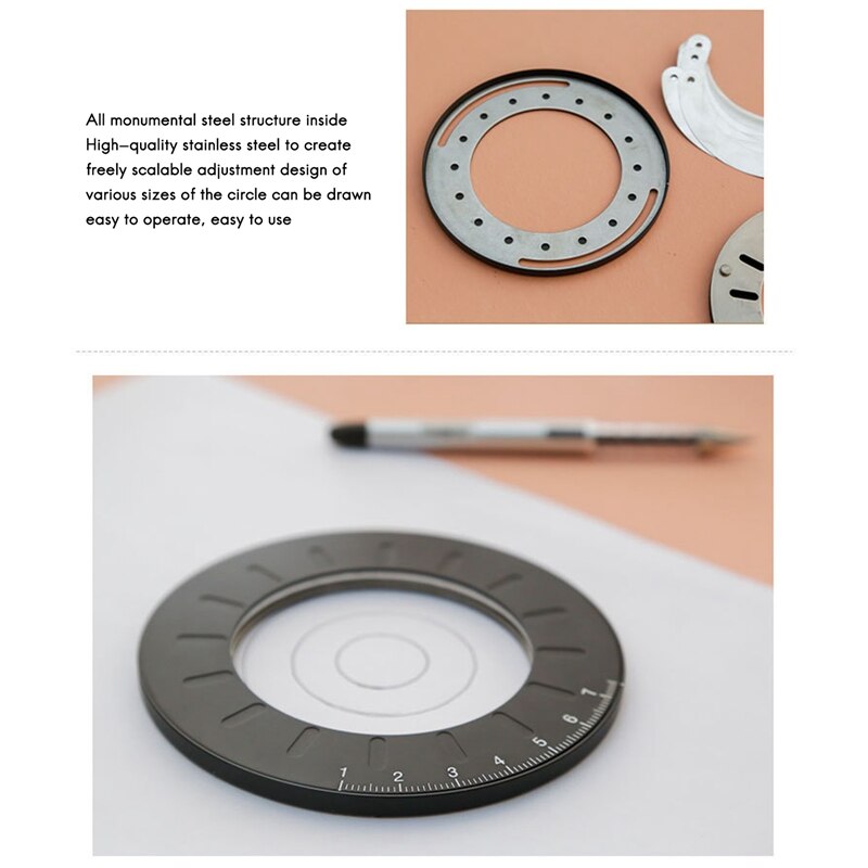 1 Piece of 4.9 InStainless Steel Drawing Tool Measuring Ruler Round Math Adjustable Circle Drawing Tool Rotary Measuring