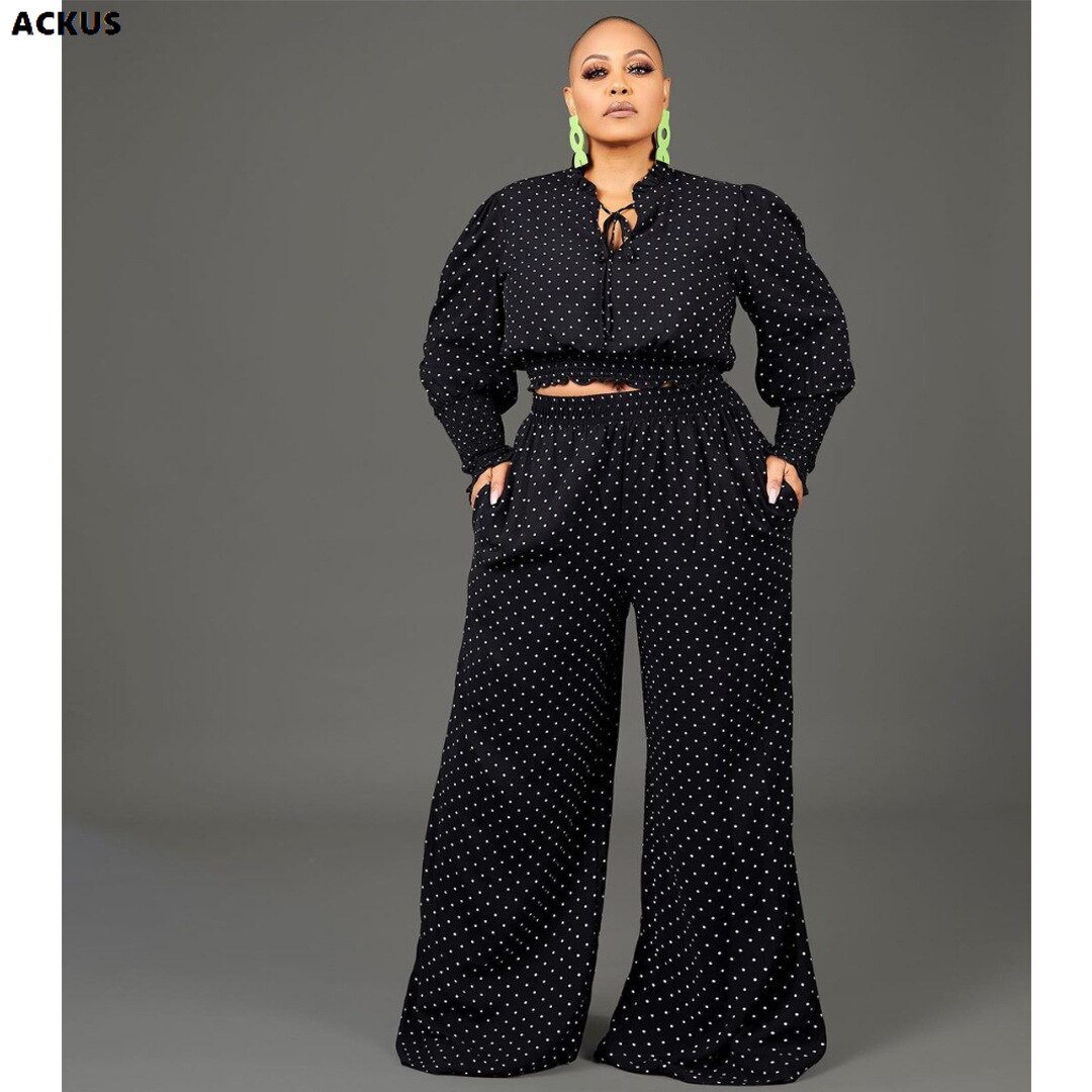ACKUS Plus Size Dot Women s Set Streetwear Blo Grandado ACKUS Plus Size Dot Women s Set Streetwear Blo Grandado