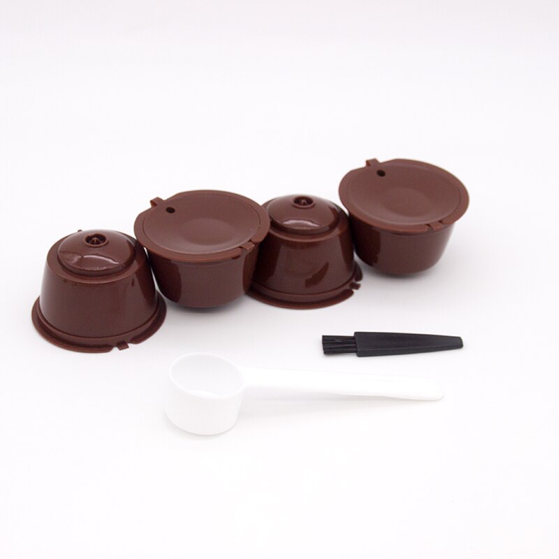 4 stk/pakning bruk 120 ganger dolce gusto kaffekapsel plastkapsel gjenfyllbar gjenbrukbar kompatibel med nescafe dolce gusto refill: 4 stk brun