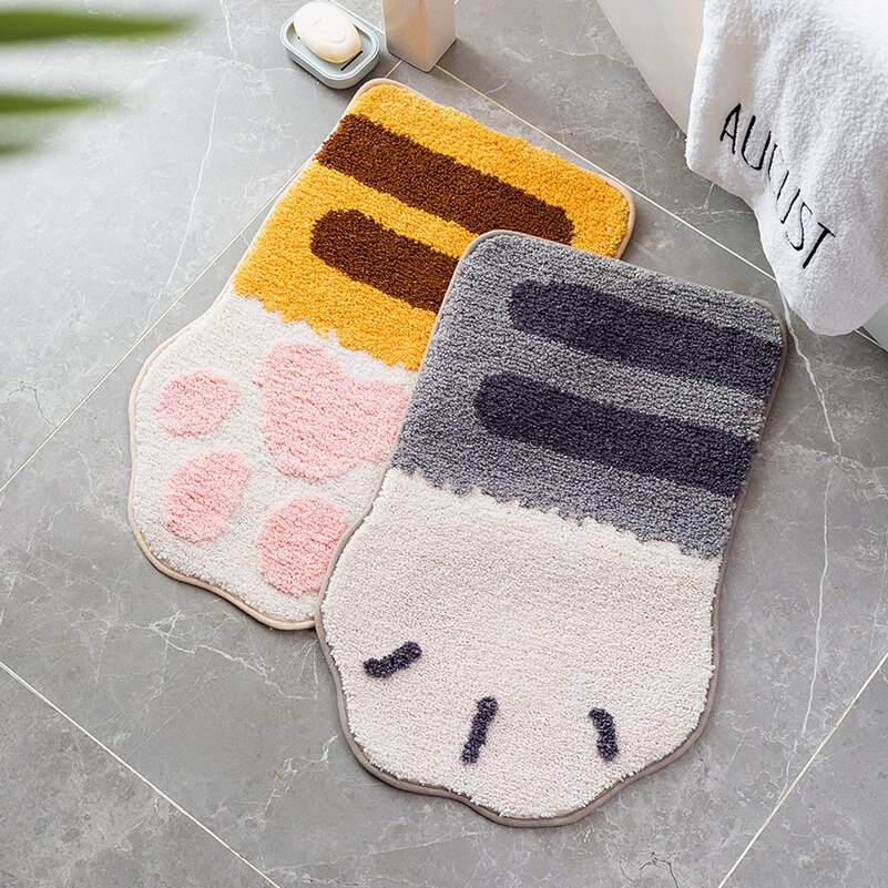 Kawaii cat paw tecknad badmatta toalett bekväm entrématta vattenabsorption halkfri matta matta sovrum barnrumsmattor