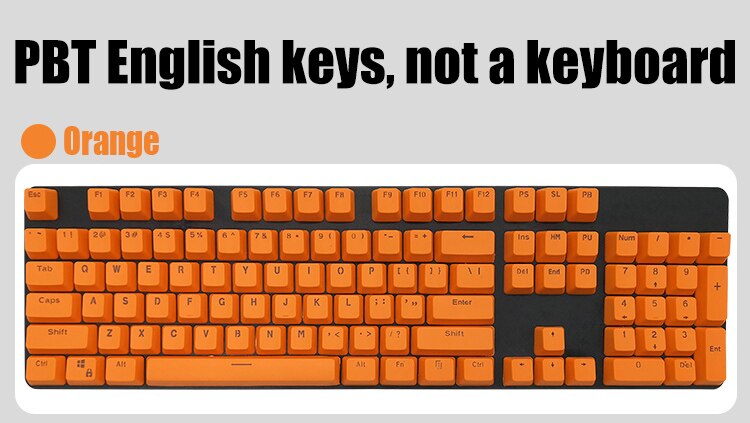 Russian/ PBT English Languag Keycaps Variety Of Color Choices For Cherry MX Mechanical Keyboard Key Cap Switches 104 Keys: orange PBT English