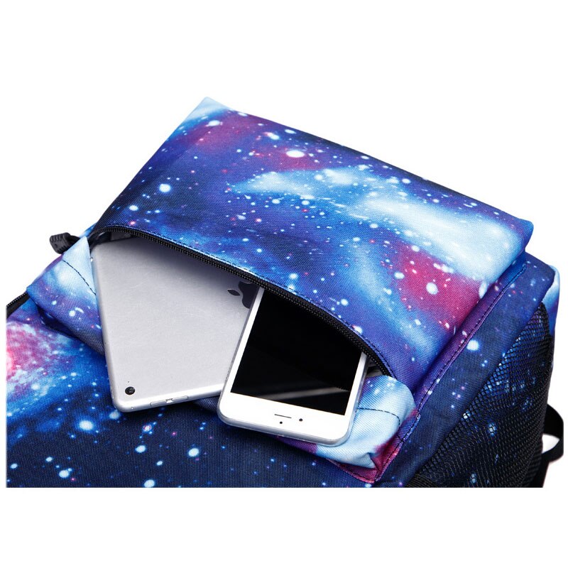 Menn lerret skole laptop ryggsekk galaxy star universe space usb lading for tenåringer gutter student jenter vesker reise mochila