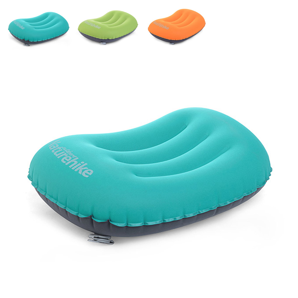 Almohada de aire autoinflable de , cojín para viaje, oficina, almohada inflable plegable, útil