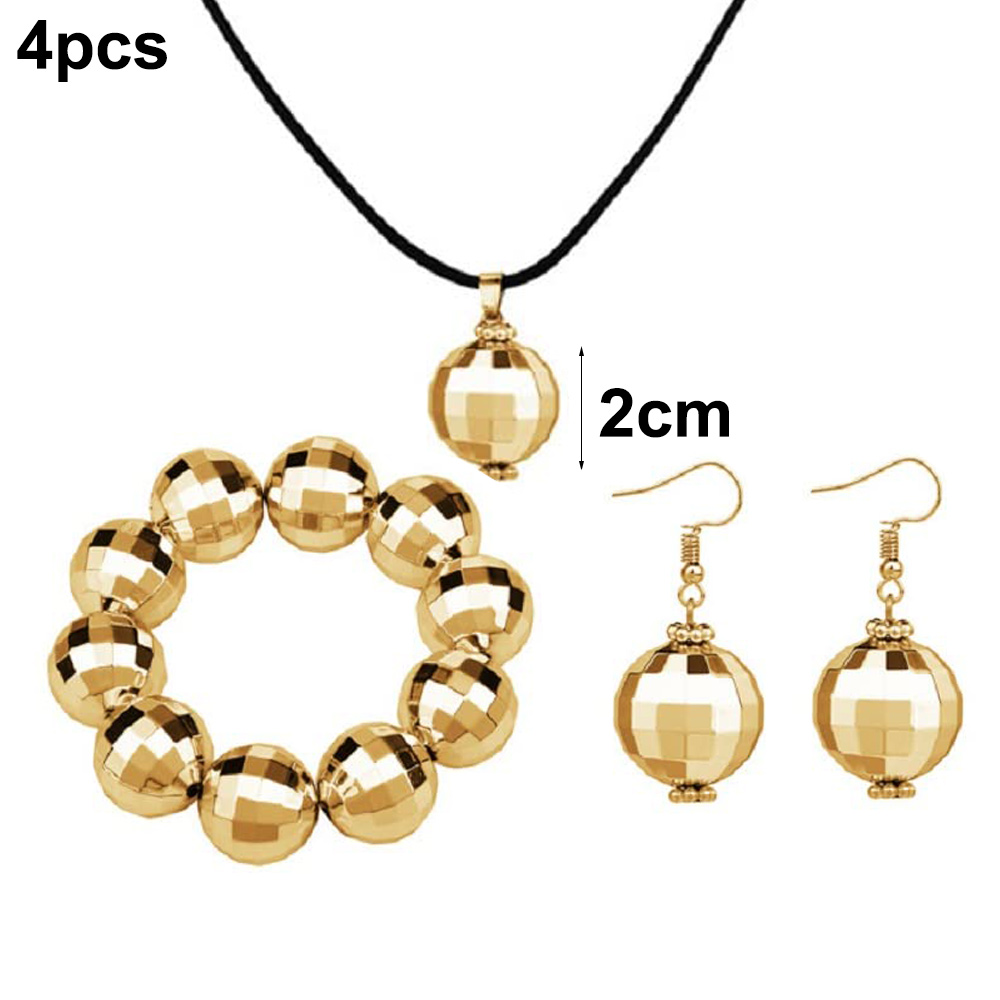 Disco Ball Necklaces Mirror Balls Costume Bracelet Earrings Rave Accessories 70s 80s Disco Party Stage Props Festivals Supplies: Fluorescence Yellow