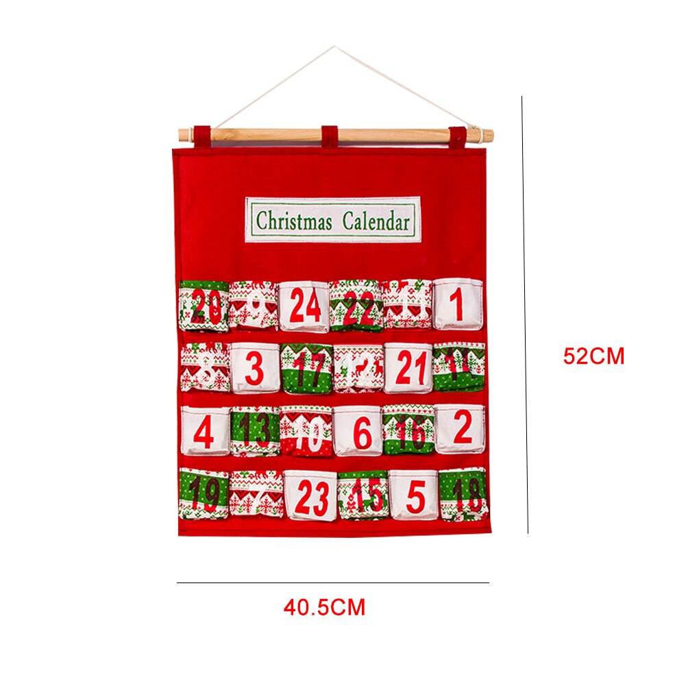 Saco de armazenamento de calendário de natal criativo não-tecido impressão multi-camada saco de presente de doces casa festa de natal parede pendurado decoração