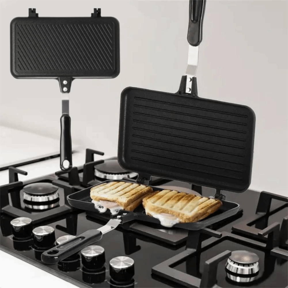 Double-Sided Breakfast Sandwich Baking Pan Aluminium Alloy Detachable Toast Frying Pan Heat-resistant Sandwich Maker Waffle