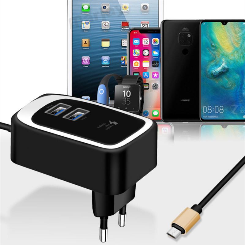 2.4A USB LED Mobile Phone Charger With MICRO Cable Travel Charger With Illuminated Charging Head