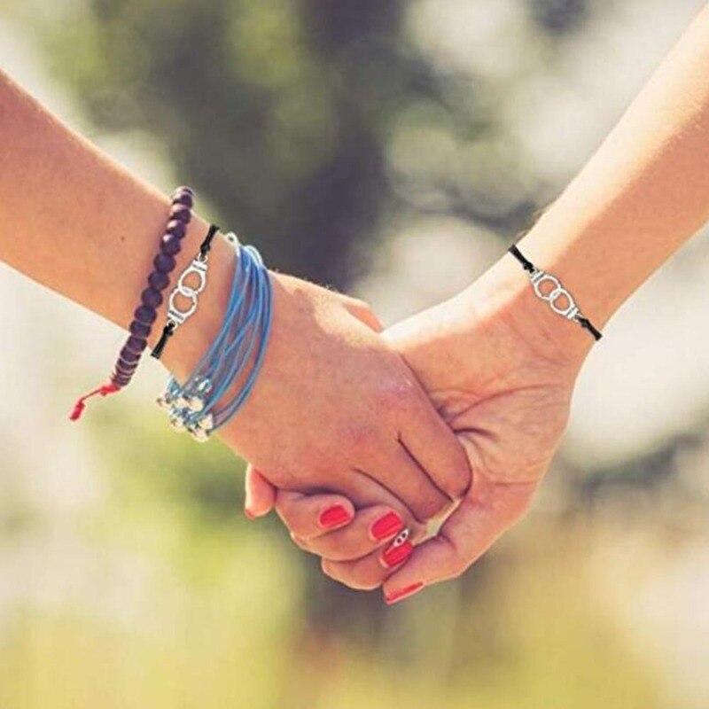 2 Pcs Pinky Promise Bracelets Friendship Couple Distance Matching Bracelet for Best Friend Teen Jewelry