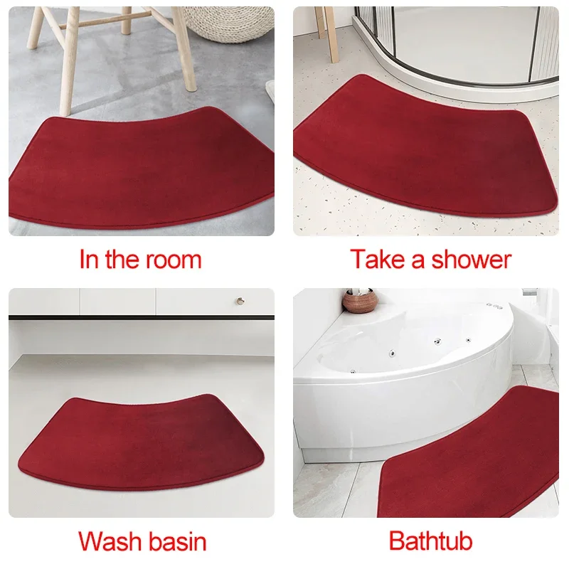 Curved Bathroom Mat Non-slip Shower Rug Toilet Curved Bath Mat Bath Tub Floor Foot Pads Laundry Room Tub Mat Коврик Для Ванной