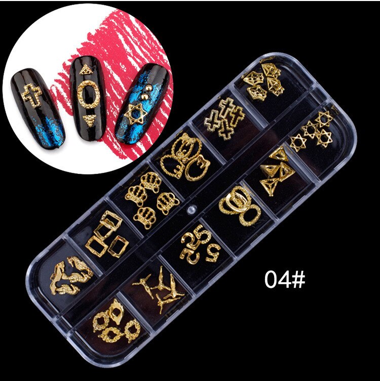 1 box Nail Stone Gold Shell Star Nail Studs Nail Onderdelen Decoratie Ster Cirkel Maan Nail Art Nail Salon: 4