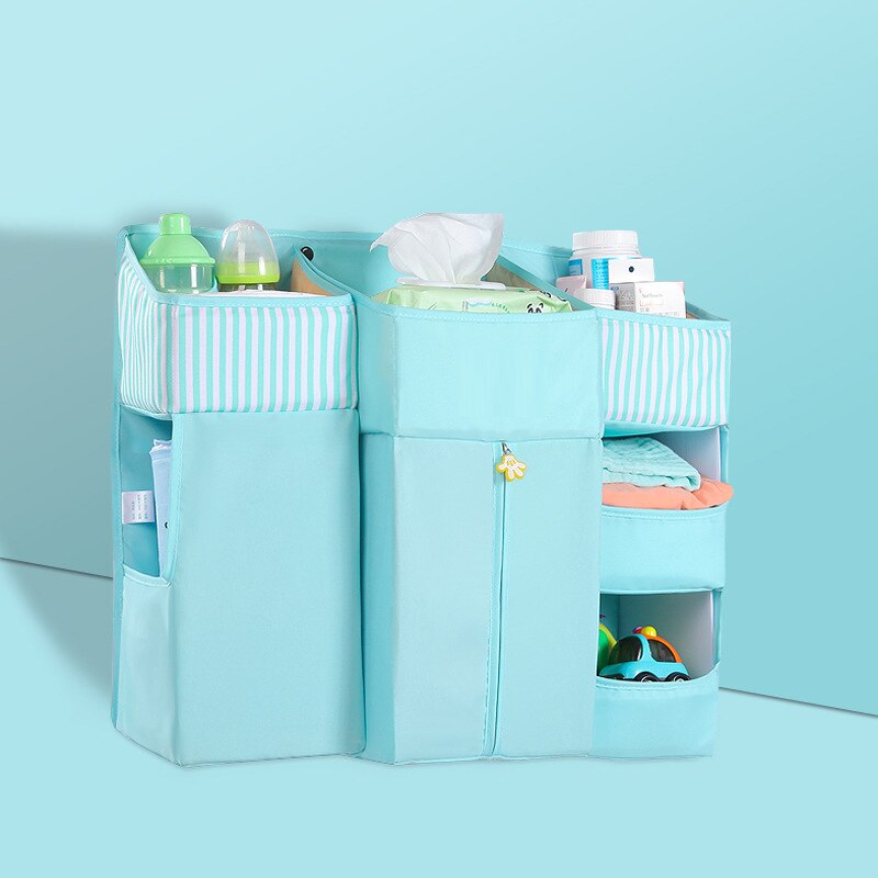 Berço organizador portátil, berço, cama, saco de pendurar, para bebê, fralda, armazenamento, berço, conjunto de fraldas de cabeceira: Blue Bag