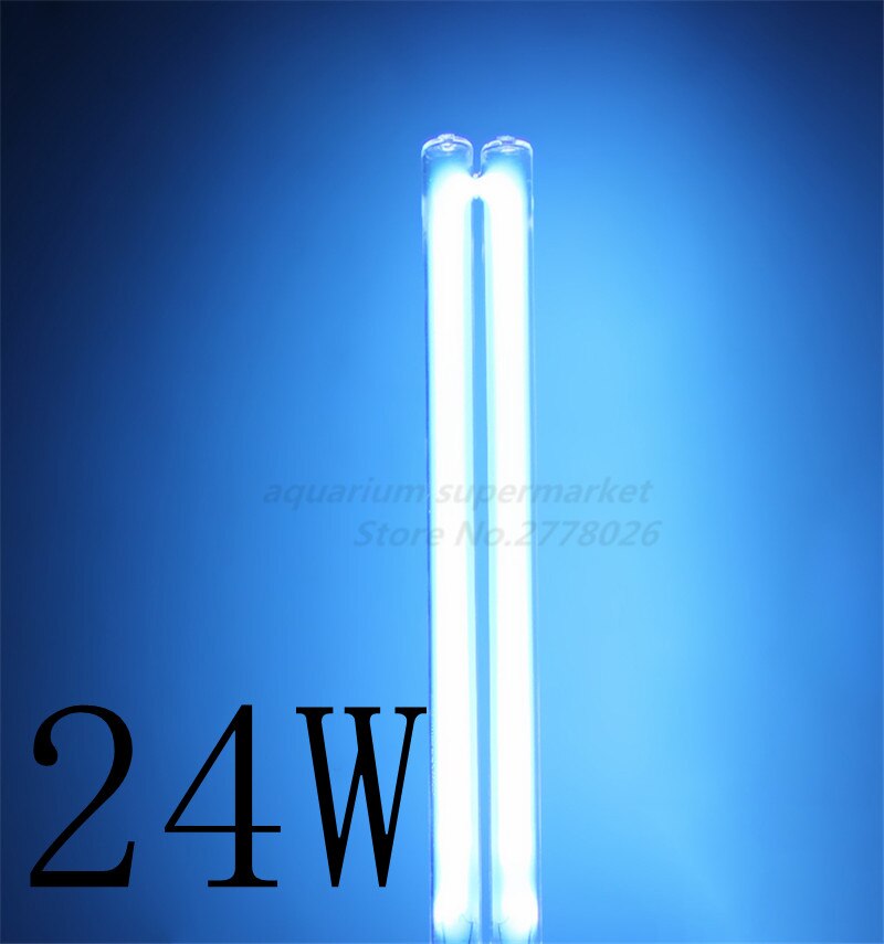 JEBO UV Sterilizer Water Filter Light Tube Replacement 2-pin G23 Base Linear Twin Tube UV-C Germicidal Ultraviolet Light Tube: 24W