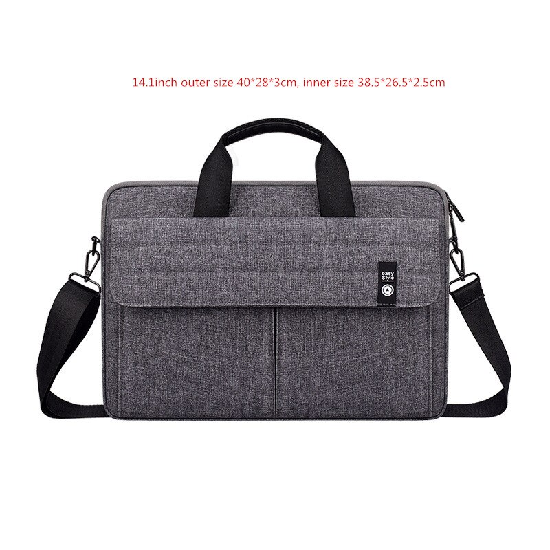 Maletcase3/14,1/15,6 pulgadas para hombre y mujer, bolsa para portátil, bolso de hombro cruzado a prueba de golpes, impermeable, para viaje, oficina, bolsita de negocios: B Deep Space Gray M