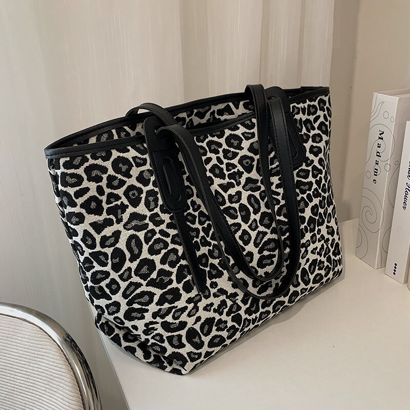 2022 borsa a tracolla con stampa leopardata da donna di grande capacità borsa con chiusura a cerniera borsa Casual con ascelle