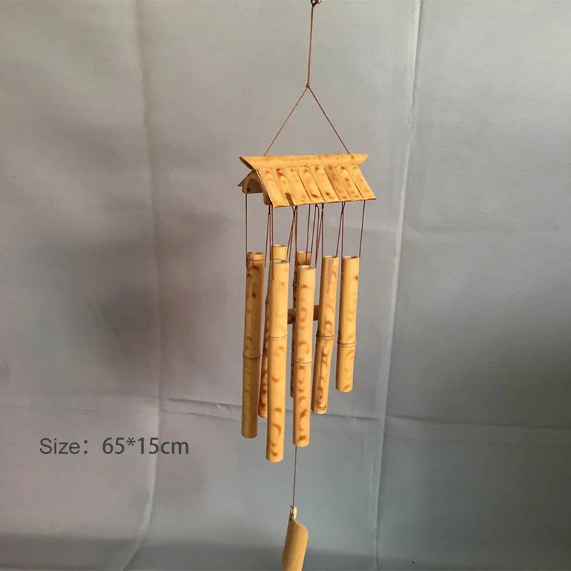 Handmade Tubes Bamboo Bell Natural Wind Chimes Indoors Pendant Balcony Home Hotel Decor Outdoor Yard Garden Windchime Crafts: Light Grey