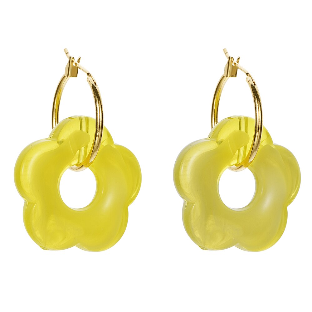 ES 2022 pendientes colgantes de resina de flores acrílicas coloridas círculo hueco para mujeres niñas joyería minimalistas pendientes colgantes: Deep Purple