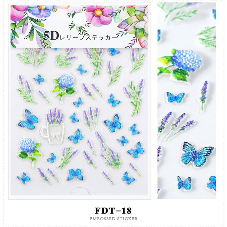1pc 3D acrylique gravé fleur ongle autocollant en relief dentelle fleur mignon chat eau décalcomanies ongle eau toboggan décalcomanies 5D bricolage: 18
