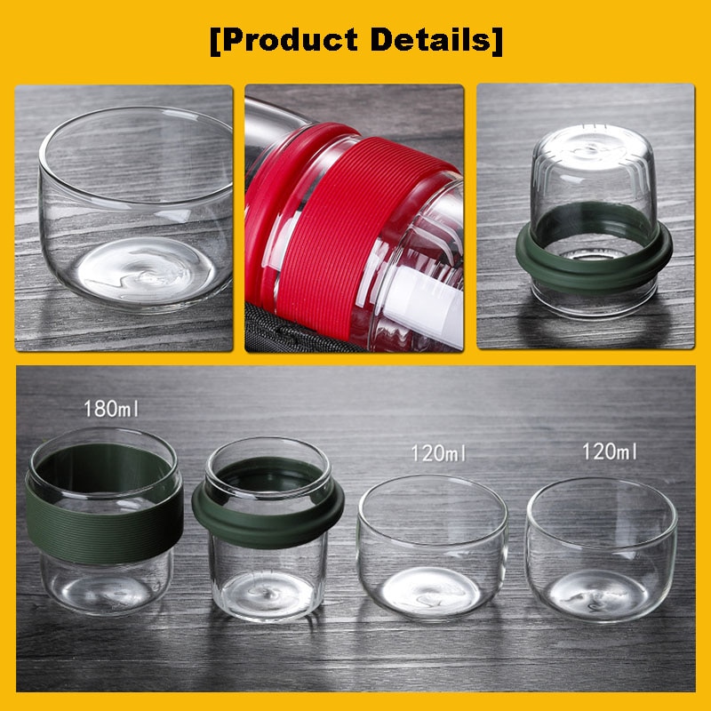 Jeux de théière de voyage portables | Délicats, avec étuis en Carring, théière en verre résistant à la chaleur avec petit filtre en verre, thé de fleurs