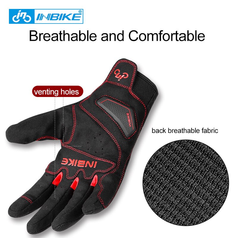 INBIKE-guantes para bicicleta resistentes a golpes, transpirables, para montar en bicicleta de montaña, con pantalla táctil de dedo completo para hombre