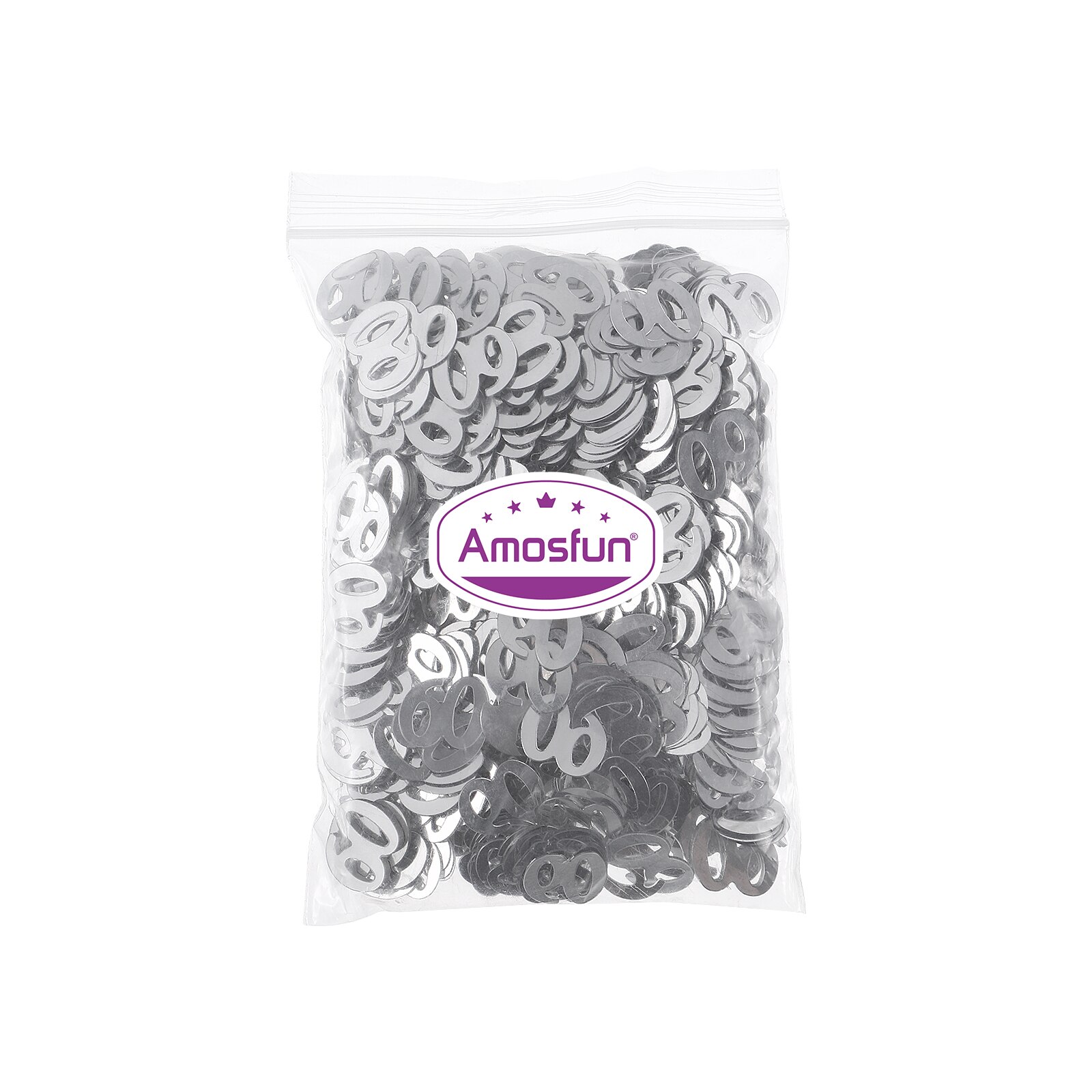 Amosfun 1200pcs 60 Number Sprinkle Confetti Decoration for 60th Anniversary Birthday Party (Silver)