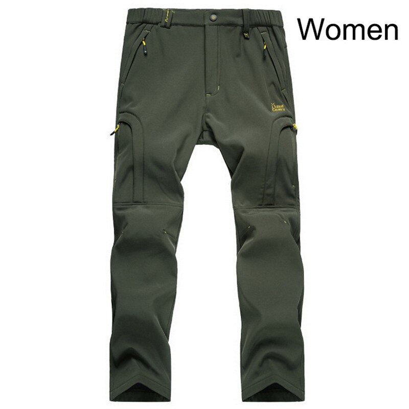 Cavalrywolf feminino outono inverno lã interior caminhadas calças de esportes ao ar livre à prova dwaterproof água acampamento esqui feminino: Women armygreen / Asian Size XL