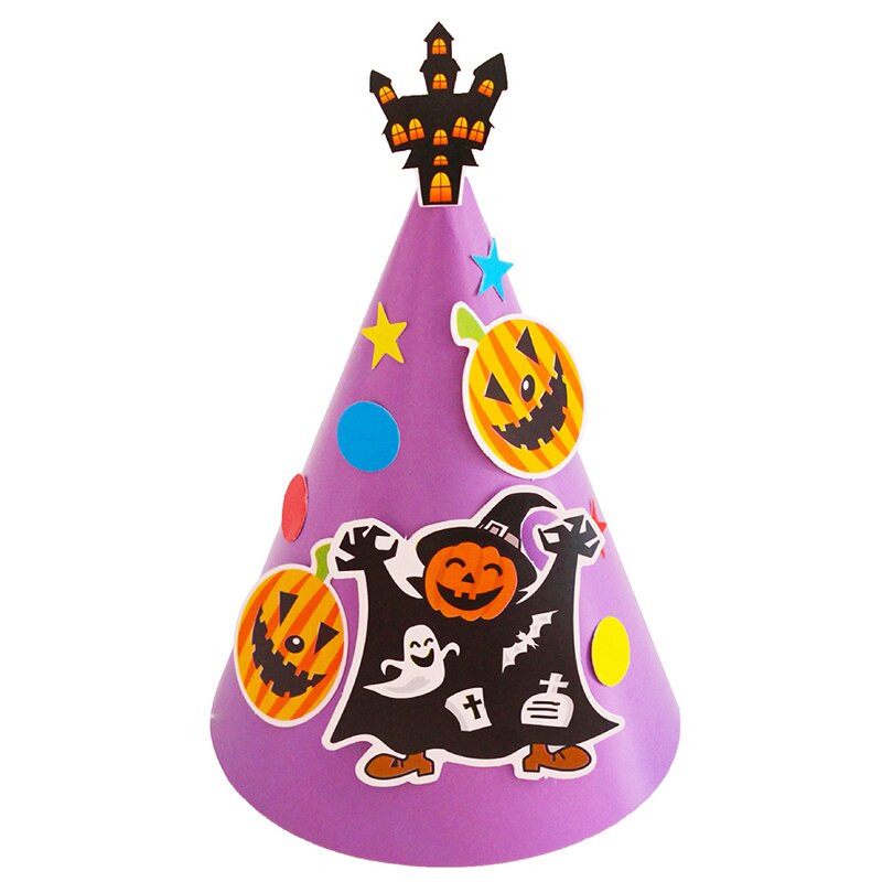 Halloween fest hatte tegneserie diy papir hætte dekorative cosplay ornament heks edderkop hat kostumer