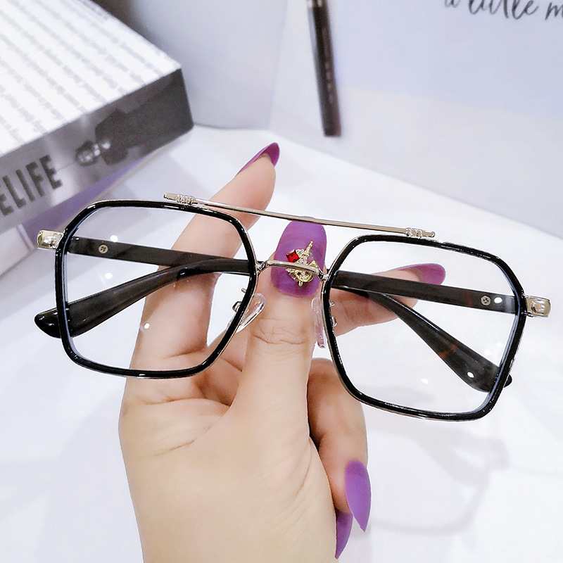 Gafas cuadradas de doble puente para mujer y hombre, lentes de luz azul, Vintage, transparentes, para conducir y pescar, con montura de gran tamaño, nuevas