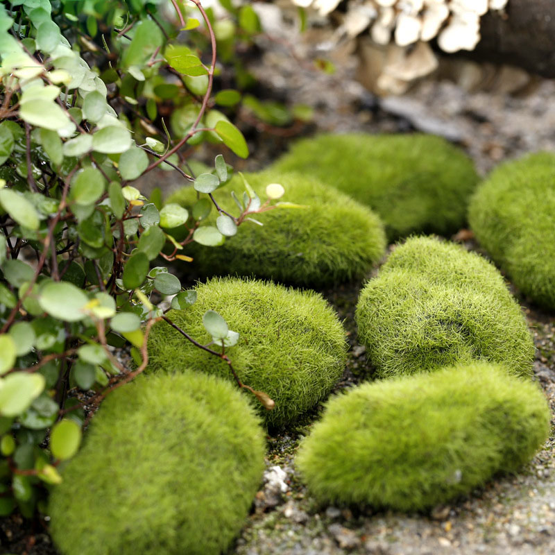 Tailles de roches mousses artificielles | Pierres artificielles décoratives en fausse mousse verte recouverte