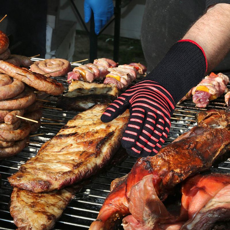 1 paar hittebestendige dikke siliconen kook-, bak-, barbecue- en ovenwanten, bbq-grillwanten, afwashandschoenen, keukenbenodigdheden