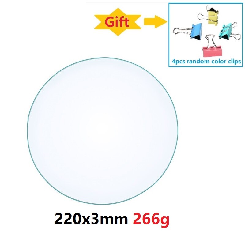 MEGA-cama para impresora 3D, vidrio templado de borosilicato, plano, transparente, cuadrado, redondo, 214, 220mm, para Kossel Delta Creality Ender3
